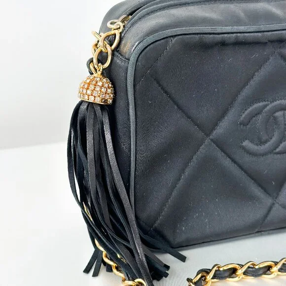 Chanel Black Satin Tassel Bag - Picture 4 of 14